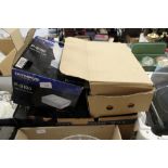 Box of photo printers, binoculars etc