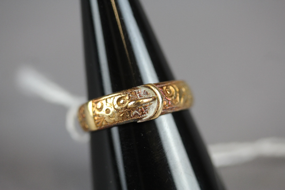 Victorian 18ct gold buckle ring - Image 2 of 3
