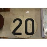 Signed motorcycle number plate '20' (TT 1958)