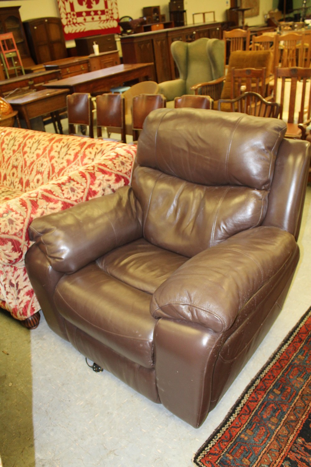 Brown leather electric recliner