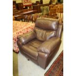 Brown leather electric recliner