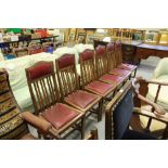 Set of 6 oak padded dining chairs