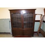 Early 20th century lead glazed oak bookcase