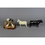 3 items of Border Fine Arts, Galloway bull, Leicester ewe & Farm Meeting A8434