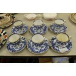 Set of 6 Copeland Spode coffee cups & saucers (one cracked)