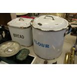 Quantity of enamel ware, bread bin etc