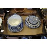 A selection of blue and white china