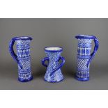 Delft pottery vase & 2 jugs