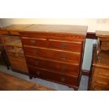 Mahogany 2/3 chest of drawers with plated handles