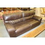 Brown leather 3 seater settee