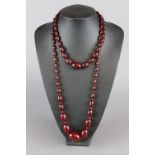 2 cherry amber bead necklaces