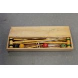 Pine cased croquet set