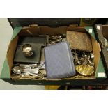 Box of assorted plated cutlery