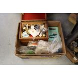 Box of fishing fly tying equipment etc