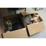2 boxes of glass, china, misc tea wares etc