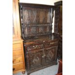 Heavily carved oak dresser & rack