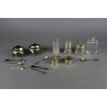 Silver mounted bottles & napkin ring & assorted plate