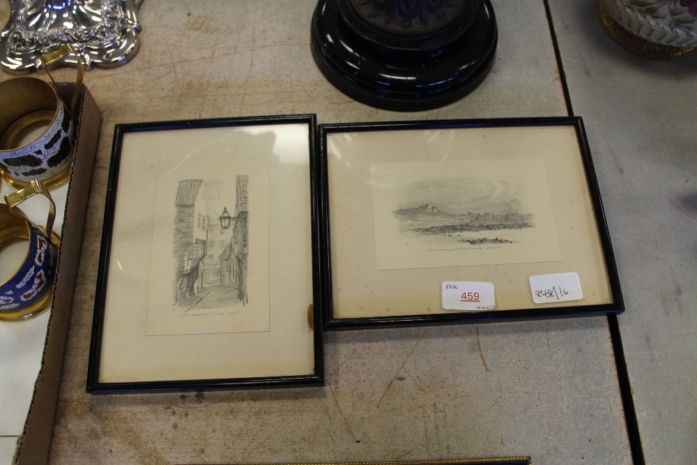 Pair pencil drawings of Guernsey Fred Judge