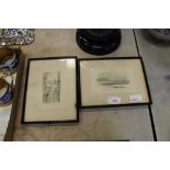 Pair pencil drawings of Guernsey Fred Judge