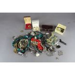 4 boxes costume jewellery etc