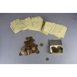 Box of British coinage, pennies, 1/2 pence etc