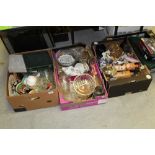 3 boxes of misc china & glass wares