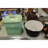 Enamelled jam pan & enamelled bread bin