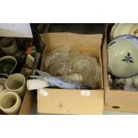 Box of glass, fish, vase, bowl etc