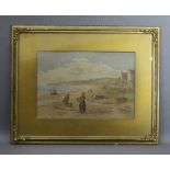 EC Booth (1821-1893) - Watercolour - 'Sandsend', 34cm x 50cm, signed and dated 1891 in gilt frame