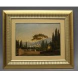 Early 19th Century School - Oil painting on board - Mediterranean landscape scene, possibly Naples