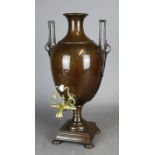 An early 19th Century bronzed metal tea urn of Classical Revival design by Rogerson & Co,