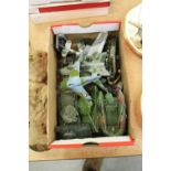 Box of model/toy military vehicles