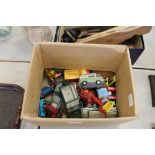 Box of model cars, Corgi etc