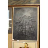 20th Century American school, oil painting, 'Grey Colour', abstract study, 73cm x 54cm, with label