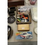 Vintage boxed toy car, chess set etc