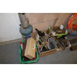 4 boxes of tools including spoke shave, 3 paraffin heaters etc