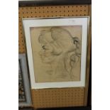 American School, charcoal drawing, shoulder length profile of a young woman, 40cm x 32cm, in metal