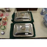 Pair of plated entree dishes & covers