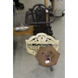 Cast iron stick stand, outdoor lamp & cream painted stand