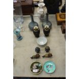 Twelve oriental pieces, vases, cloisonne, etc.