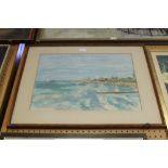 Early 20th Century French School, Watercolour, Beach resort scene, 39cm x 55cm, indistinctly