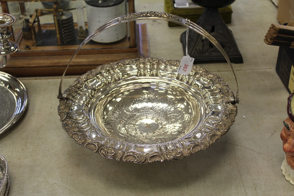 Large silver plated basket - crest to centre