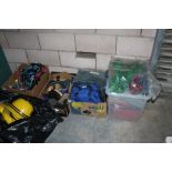 4 boxes of various horse tackle, brushes etc