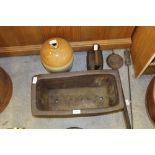 Stoneware plant trough, flagon, Dalli flat iron