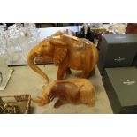 Large treen rhino and elephant