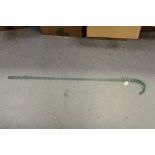 Twisted green glass walking stick