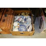 Box of blue and white Willow Pattern