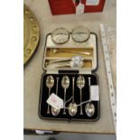 2 sets silver spoons and other silver, forks etc