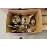 Silver plated tea service and plated cutlery