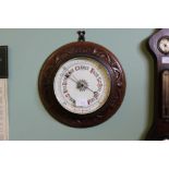 Large oak circular barometer